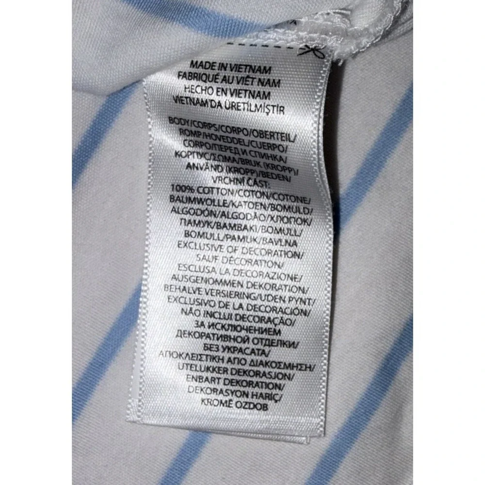 Polo Ralph Lauren Polo Shirt White Blue  Striped Large Flesh Pony Classic Fit